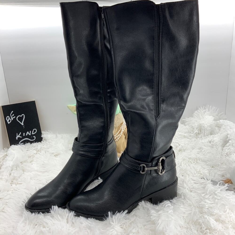 Sole Sensability Black Faux Leather Riding Boots 9